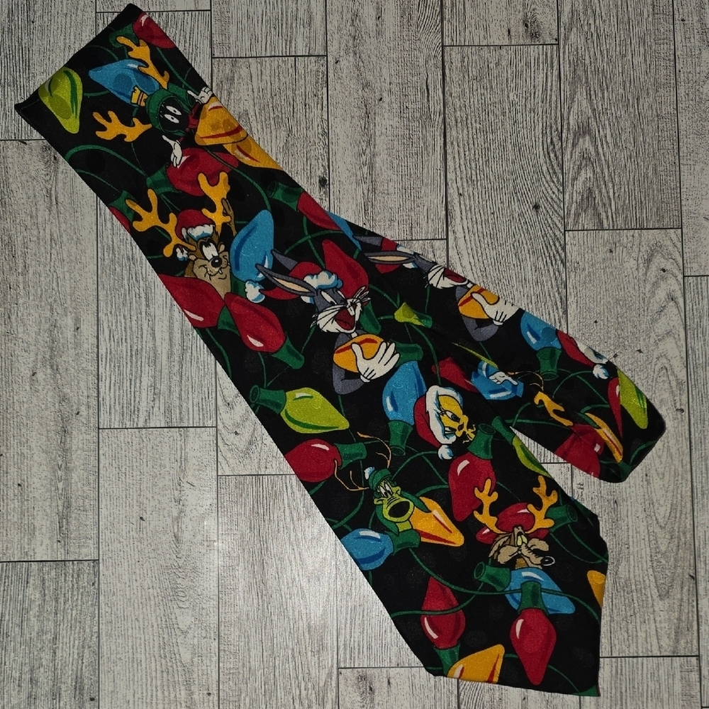 Warner Bros. Looney Tunes Christmas Tie - Black, Red, Green, Blue
